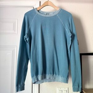 FREECITY blue cotton garment indigo dyed crew neck pullover sweater